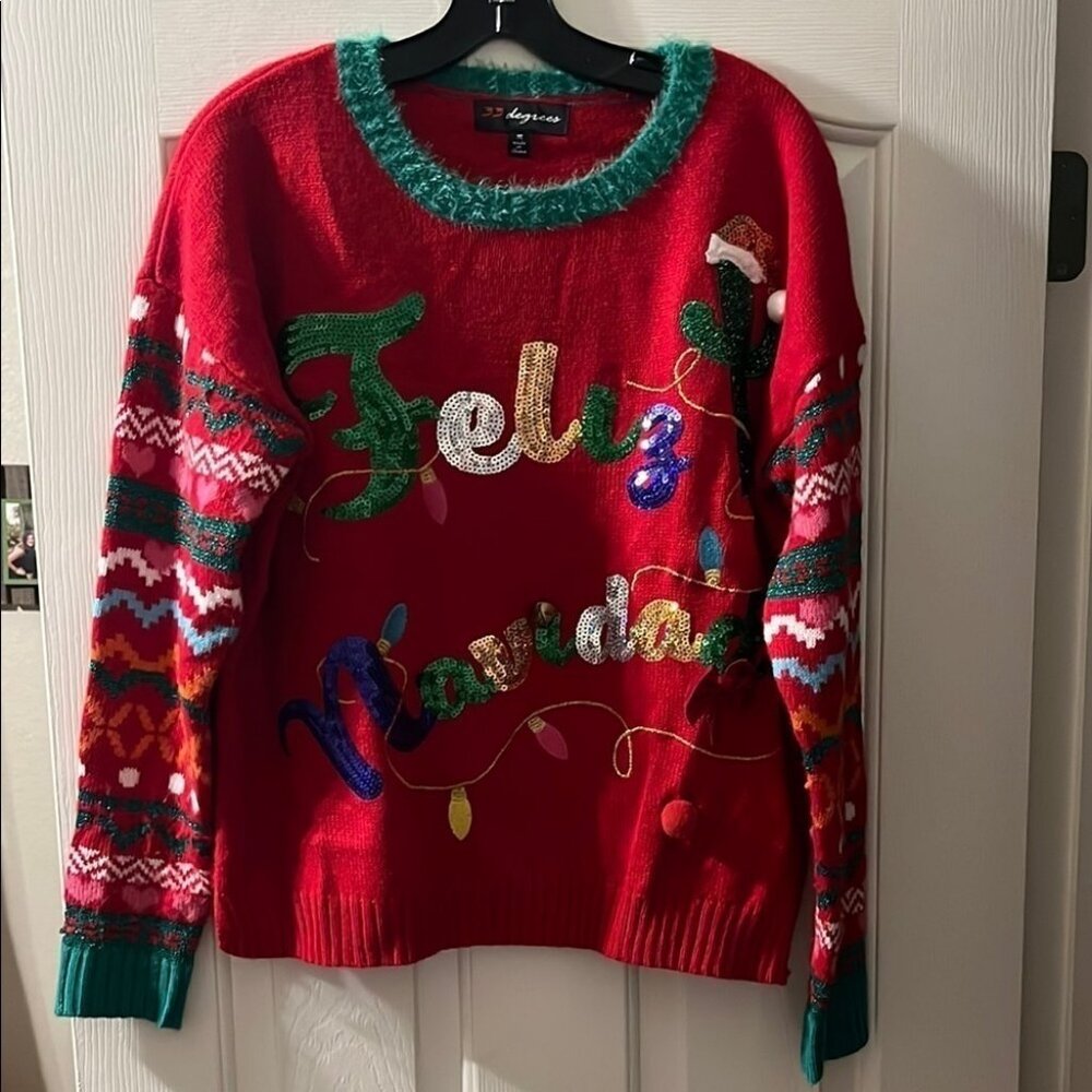 33 Degrees EUC Red Felix Navidad Sweater size M